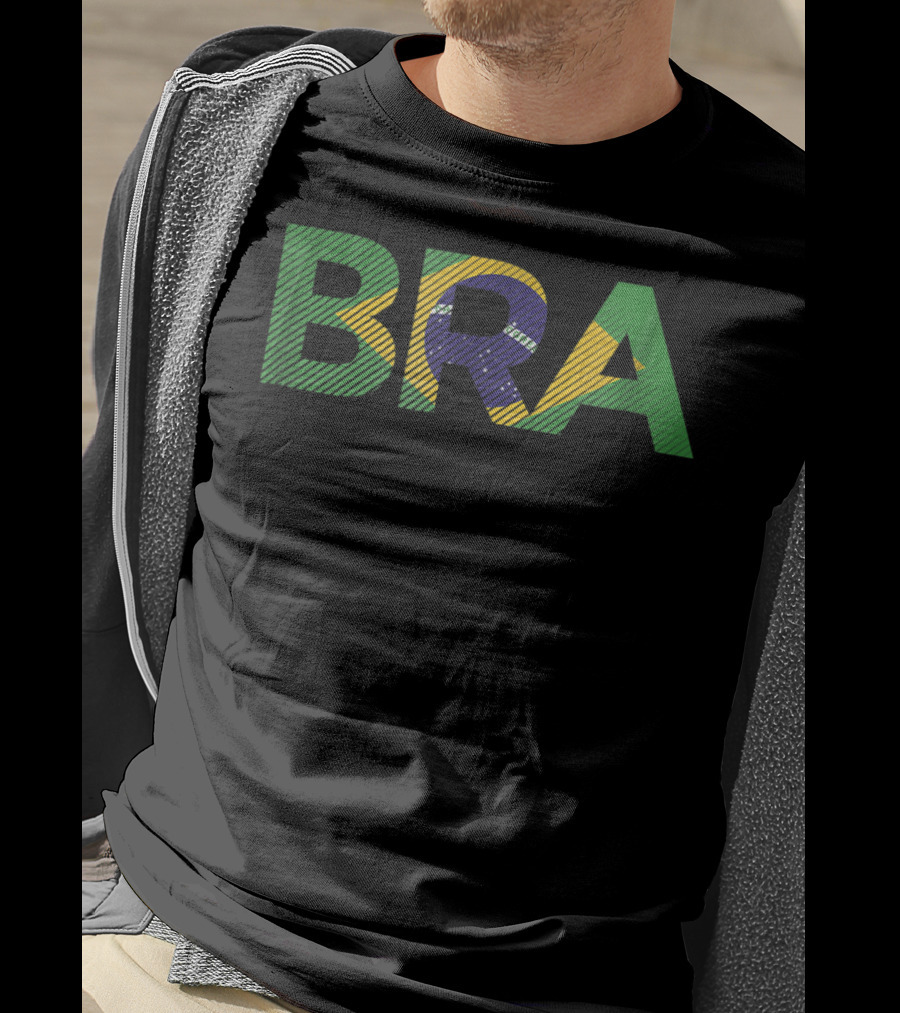 BRA Brasil Flag Styled Typography T-Shirt