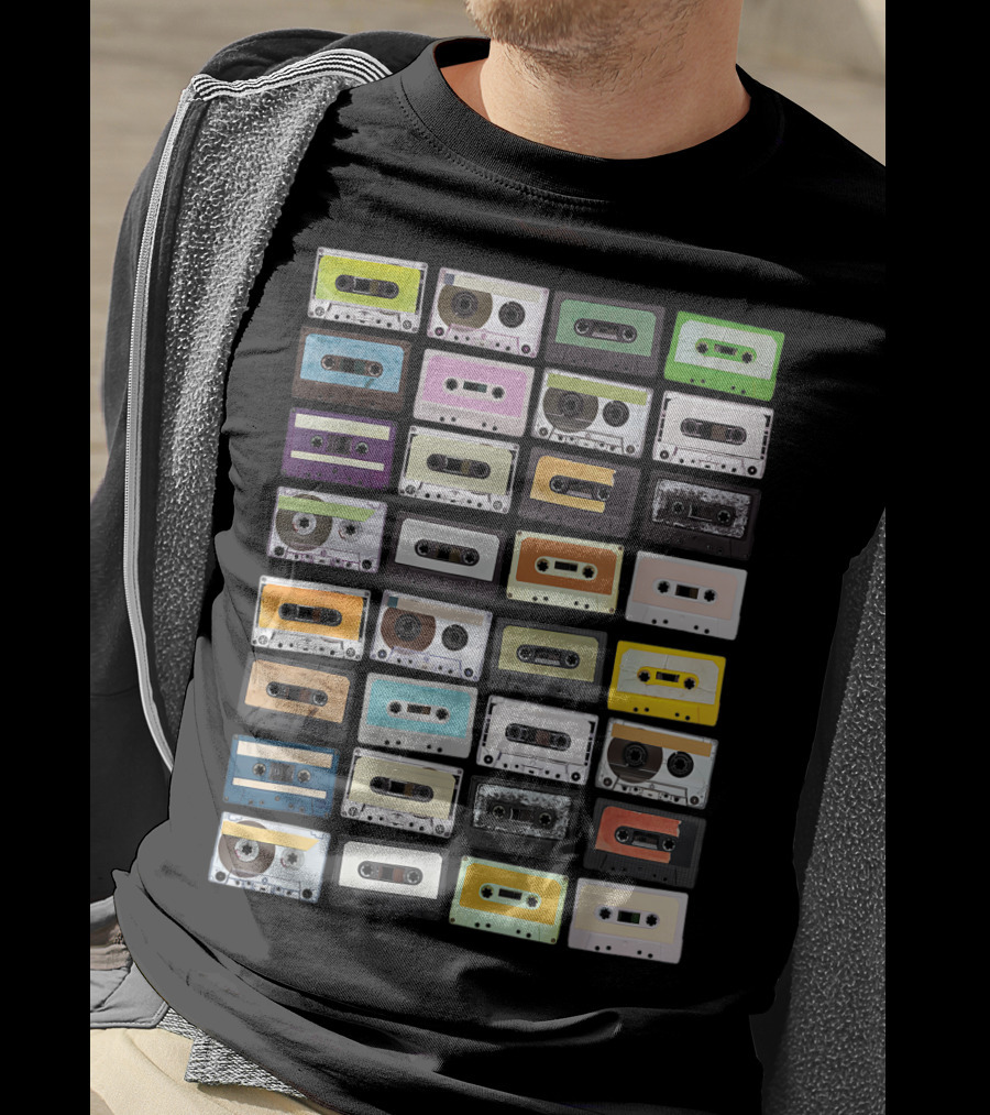 Colorful 1980s Cassette Tape Mixtapes Radio Music T-Shirt