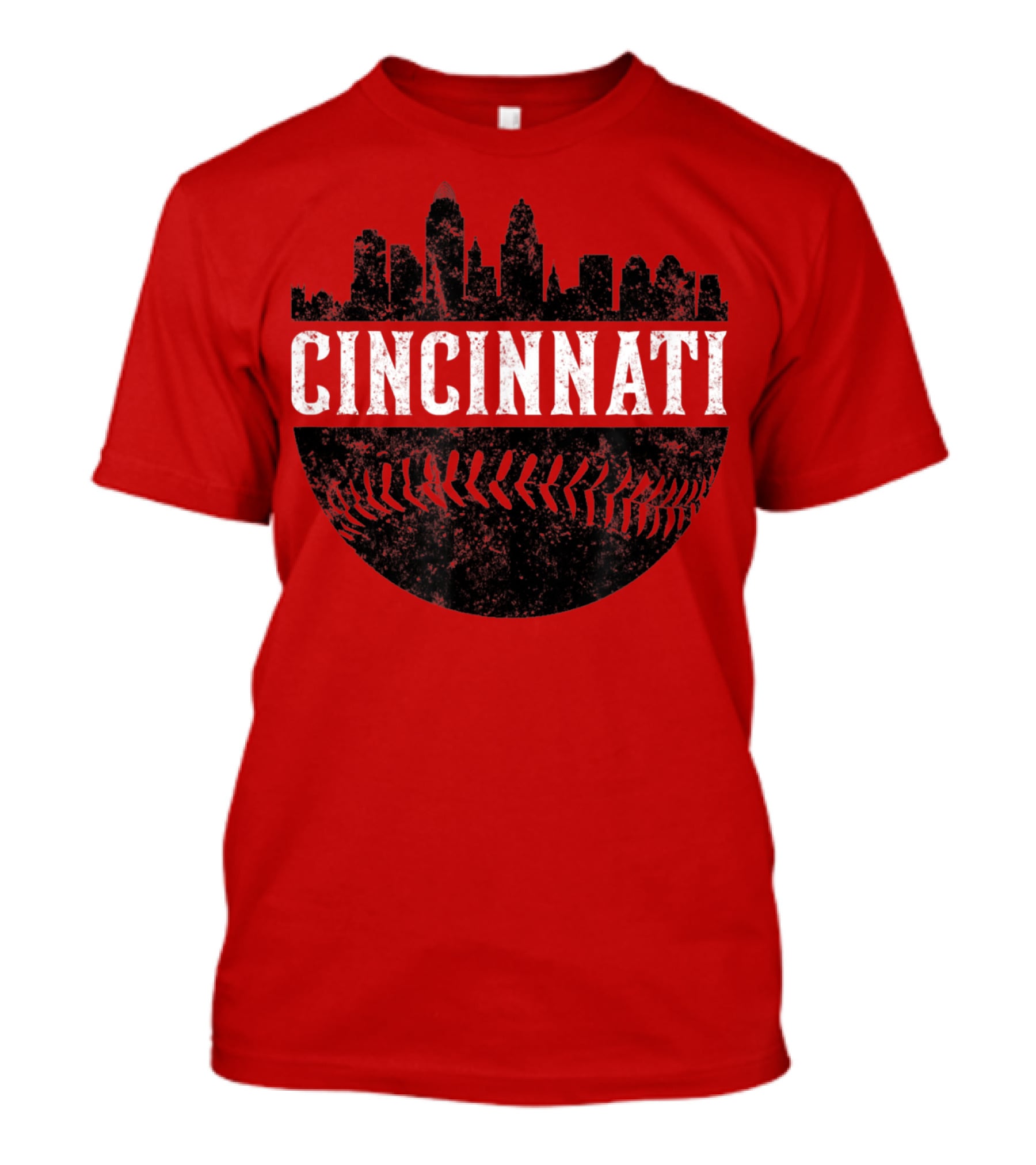 Cincinnati Ohio Skyline Baseball T-Shirt