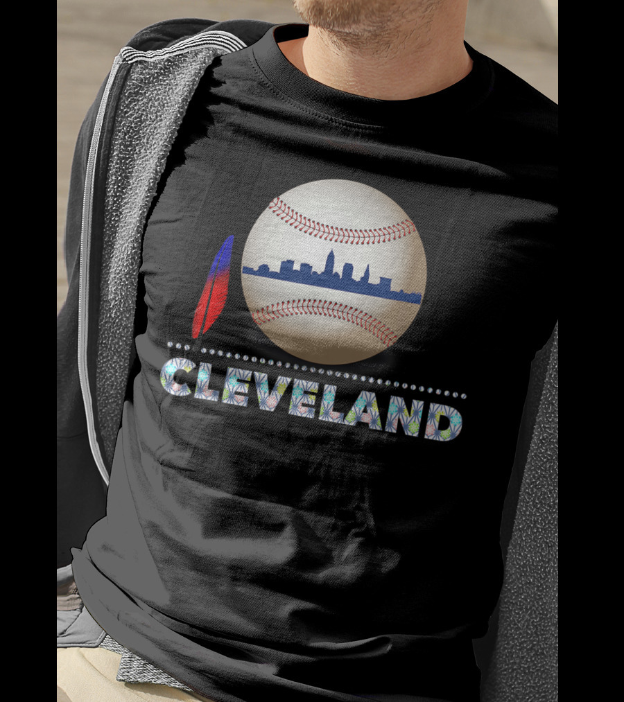 Cleveland Baseball Skyline Feather Emblem T-Shirt