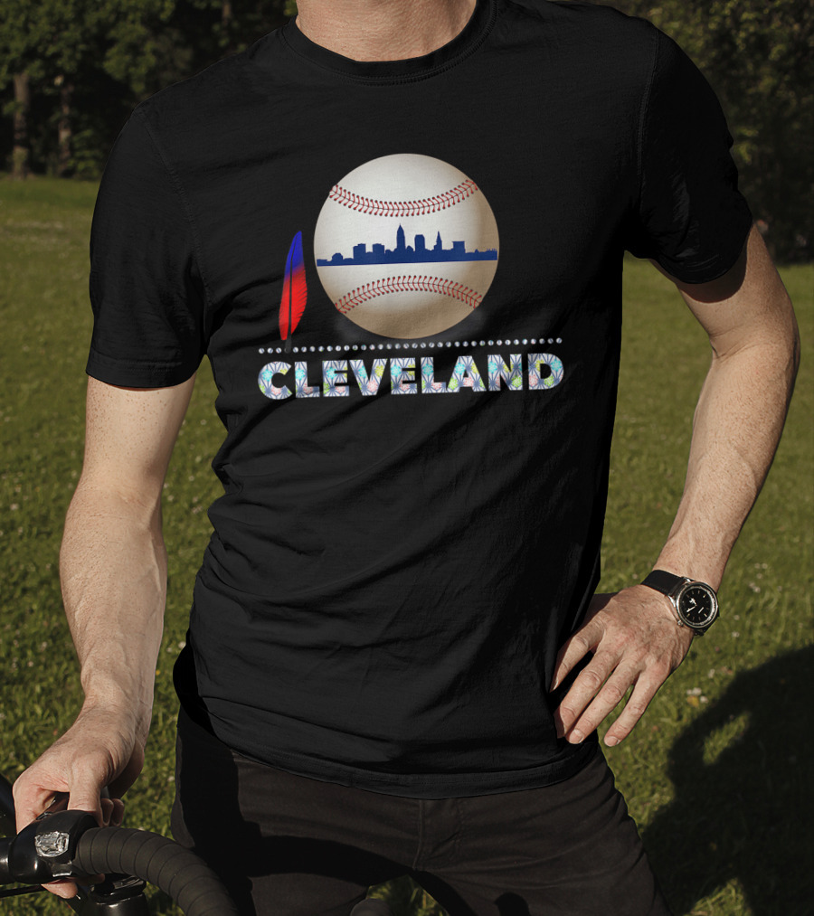 Cleveland Baseball Skyline Feather Emblem T-Shirt