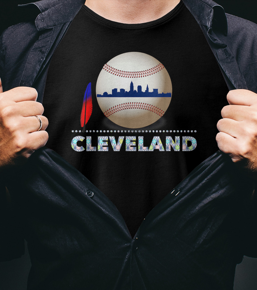 Cleveland Baseball Skyline Feather Emblem T-Shirt