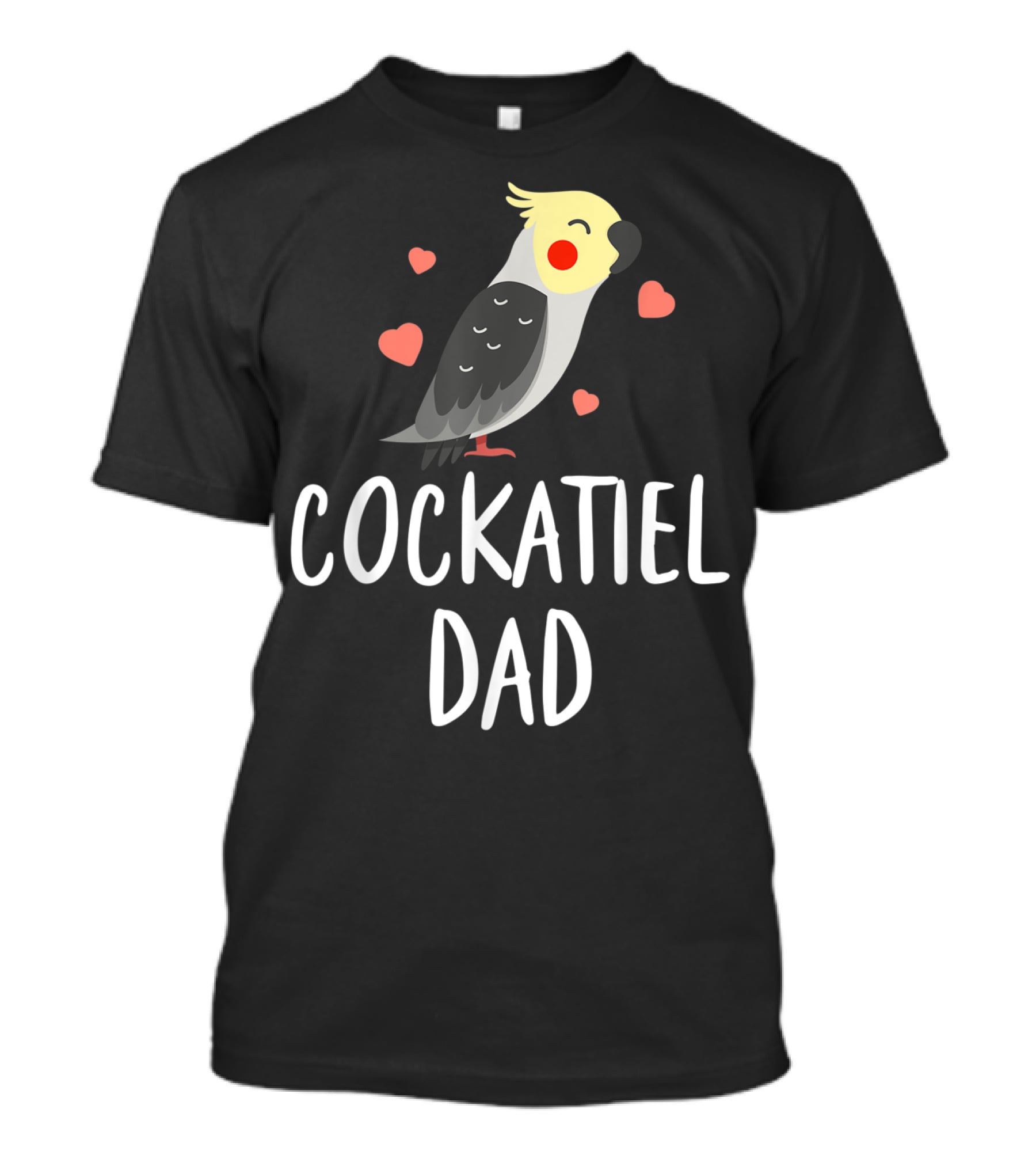 Cockatiel Dad Cute Funny Bird Lover With Hearts T-Shirt