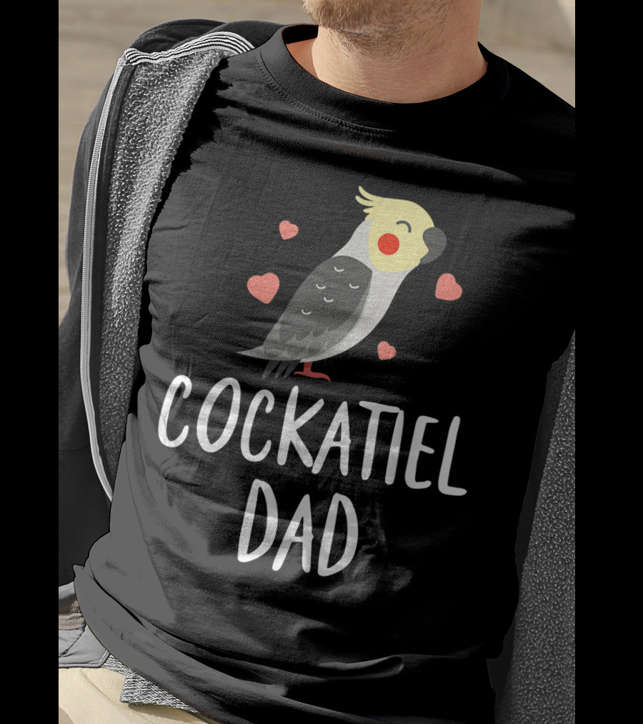 Cockatiel Dad Cute Funny Bird Lover With Hearts T-Shirt