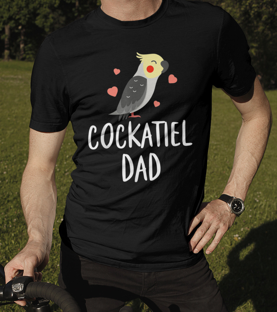 Cockatiel Dad Cute Funny Bird Lover With Hearts T-Shirt