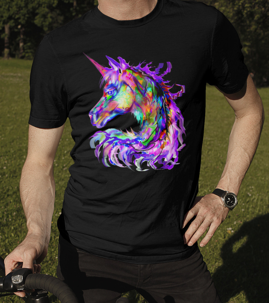 Festival Neon Colorful Rainbow Cute Unicorn Rave T-Shirt