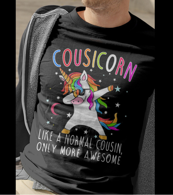 Cousicorn Like A Normal Cousin Only More Awesome Unicorn Dab Rainbow Stars T-Shirt