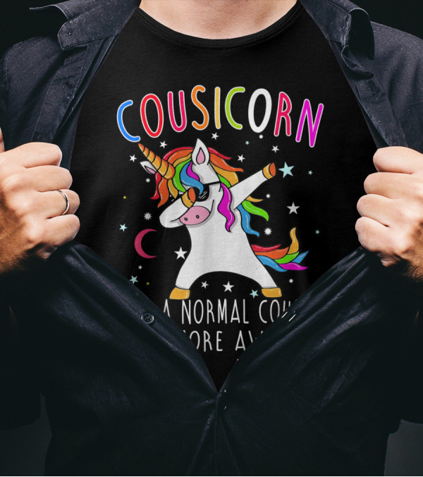 Cousicorn Like A Normal Cousin Only More Awesome Unicorn Dab Rainbow Stars T-Shirt