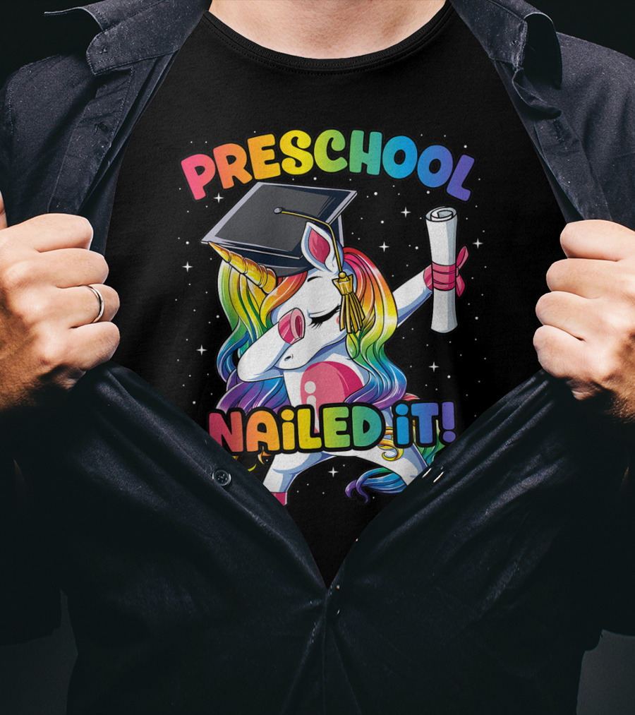 Preschool Nailed It Dabbing Unicorn Graduation T-Shirt