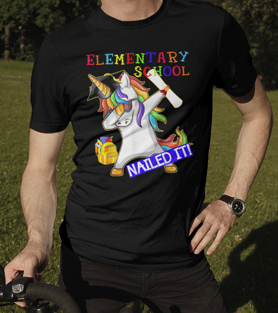 Elementary School Dabbing Unicorn Graduation Nailed It T-Shirt