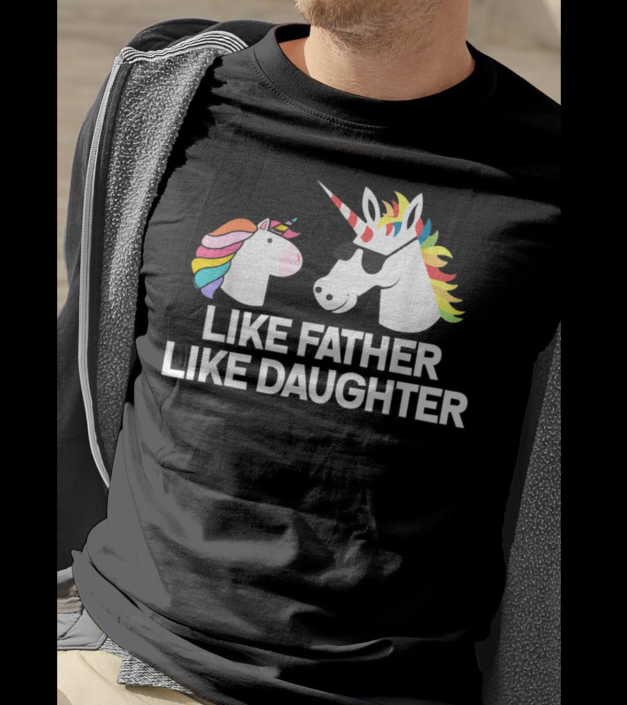 Like Father Like Daughter Unicorn Matching Rainbow Mane T-Shirt
