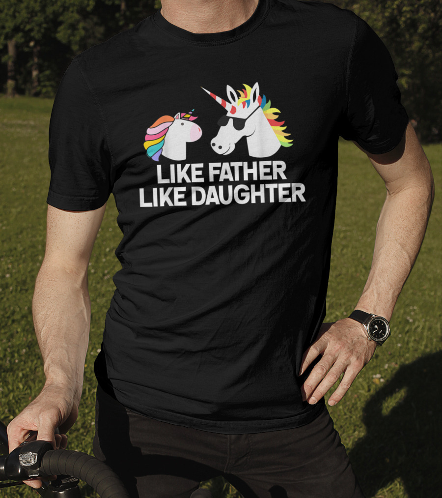 Like Father Like Daughter Unicorn Matching Rainbow Mane T-Shirt