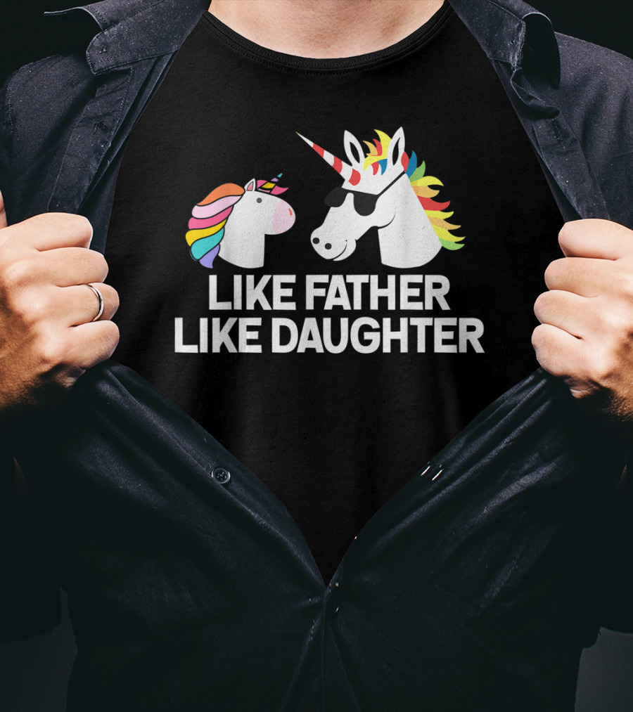 Like Father Like Daughter Unicorn Matching Rainbow Mane T-Shirt