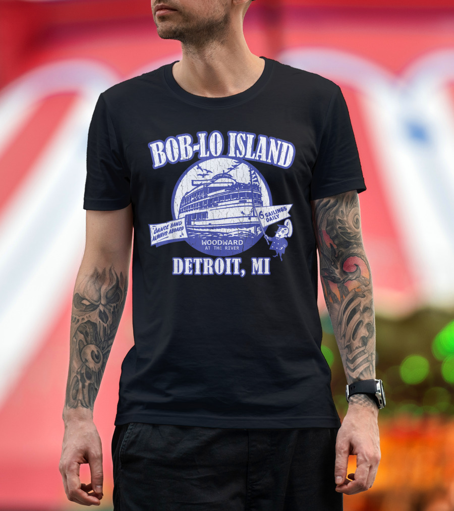 Bob-Lo Island Detroit MI Dance Band Woodward At The River 6 Sailings Daily Vintage Look T-Shirt