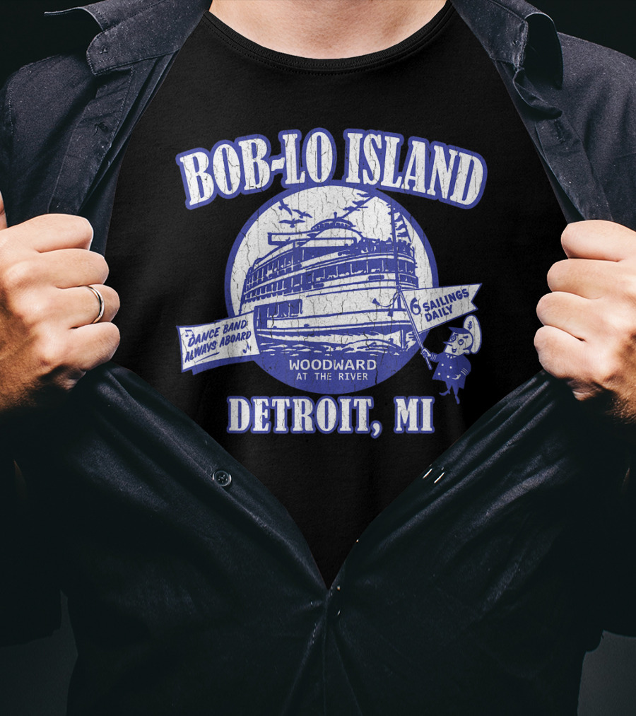 Bob-Lo Island Detroit MI Dance Band Woodward At The River 6 Sailings Daily Vintage Look T-Shirt