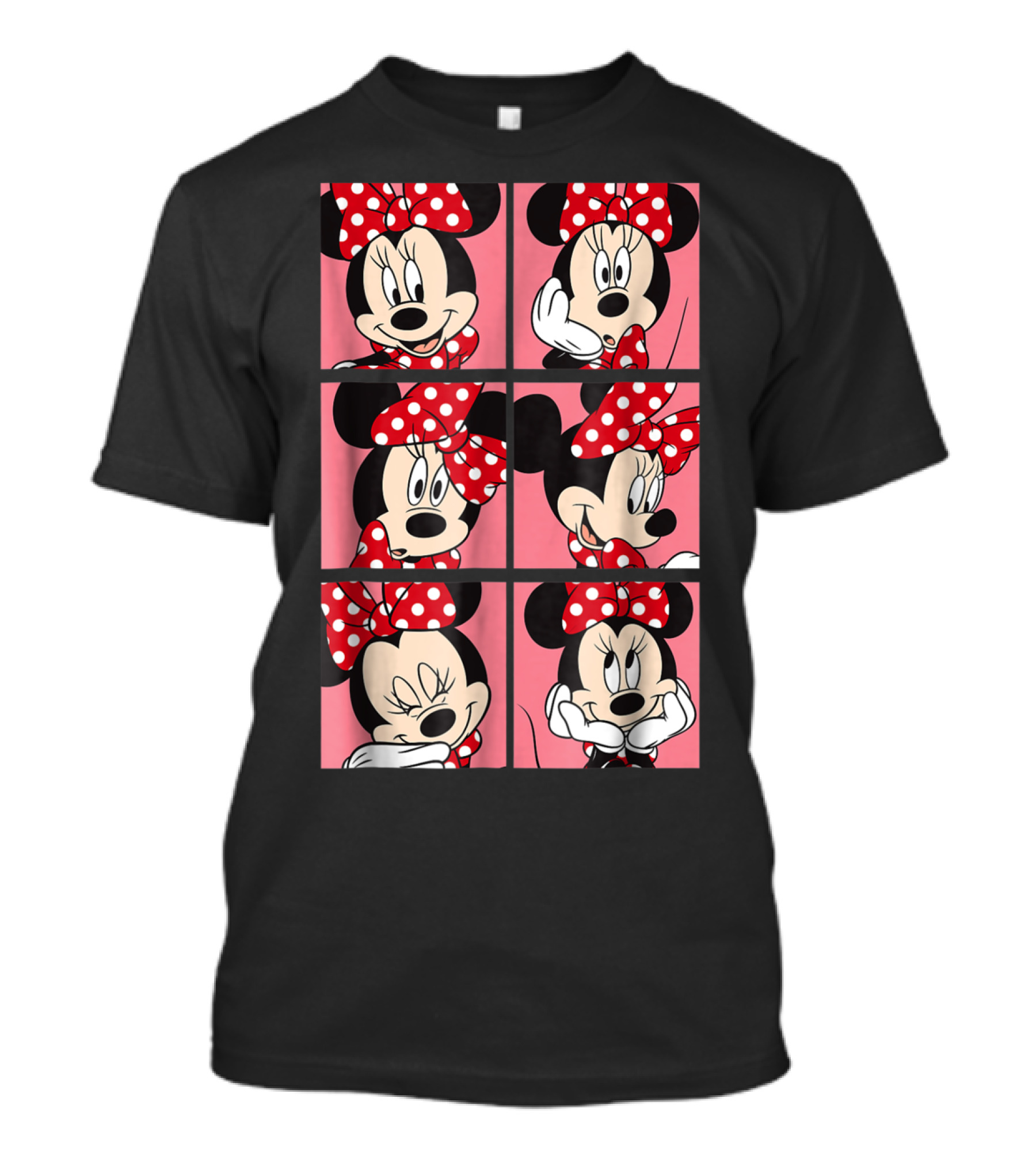 Disney Minnie Mouse Red Polka Dot Bow Pink Grid Expressions T-Shirt