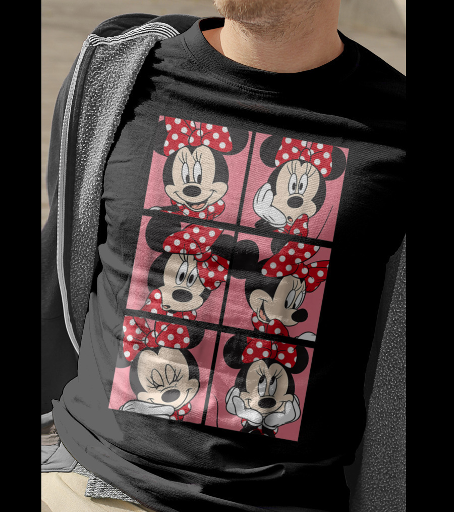Disney Minnie Mouse Red Polka Dot Bow Pink Grid Expressions T-Shirt