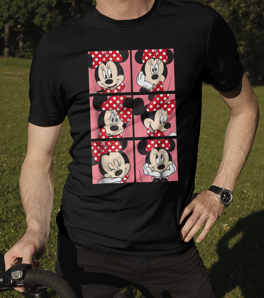 Disney Minnie Mouse Red Polka Dot Bow Pink Grid Expressions T-Shirt