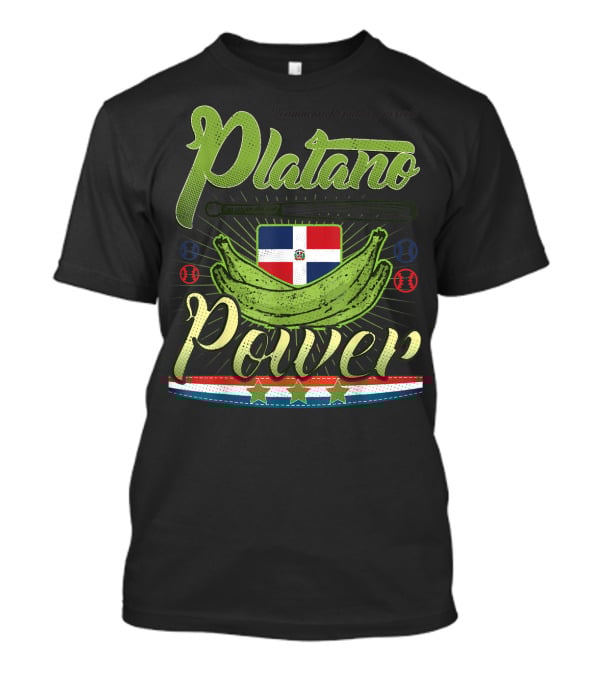 Dominican Republic Presents Platano Power Flag Baseball T-Shirt