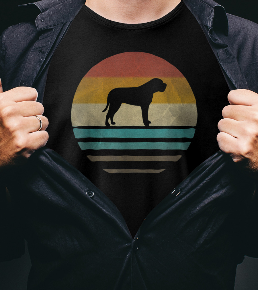 English Mastiff Dog Vintage 70s Retro Sunset T-Shirt