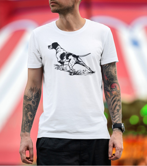 Premium T-Shirt: English Pointer Dog in Hunting Stance T-Shirt English Pointer Dog in Hunting Stance T-Shirt