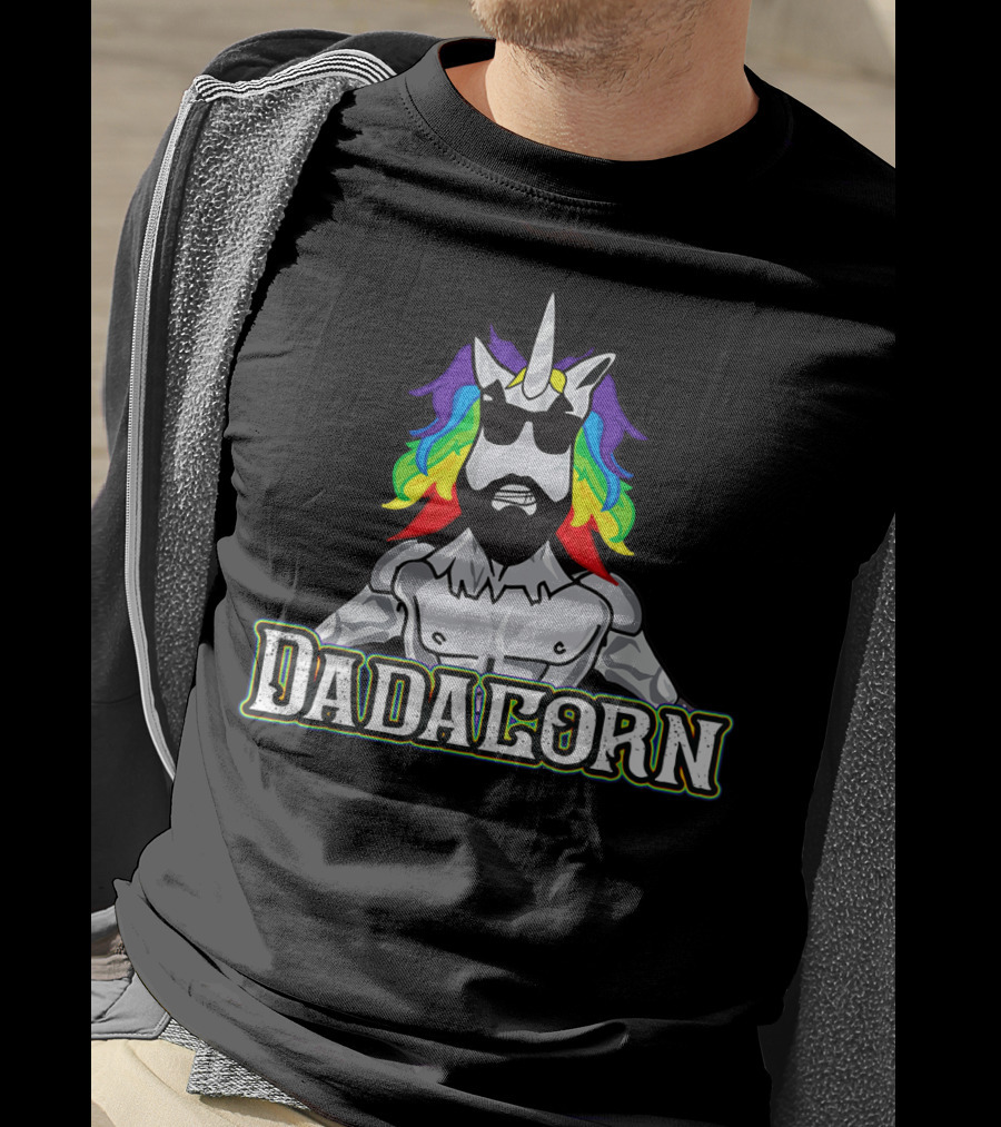 Dadacorn Rainbow Unicorn Man With Sunglasses T-Shirt