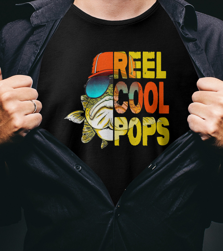 Father's Day Fishing Reel Cool Pops Sunglasses Hat Fish T-Shirt