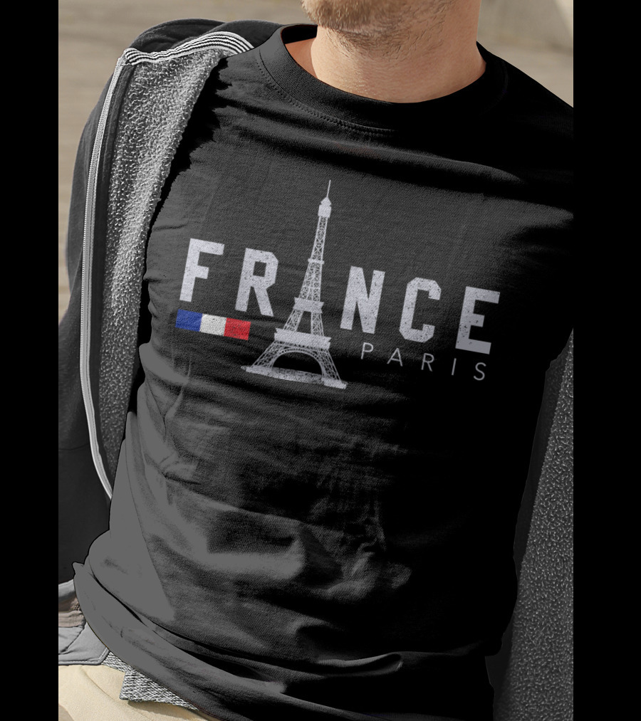 France Paris Eiffel Tower With French Flag T-Shirt