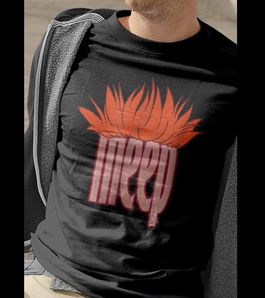 Meep Hair Orange Flame Text T-Shirt
