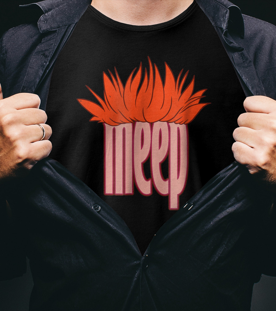 Meep Hair Orange Flame Text T-Shirt