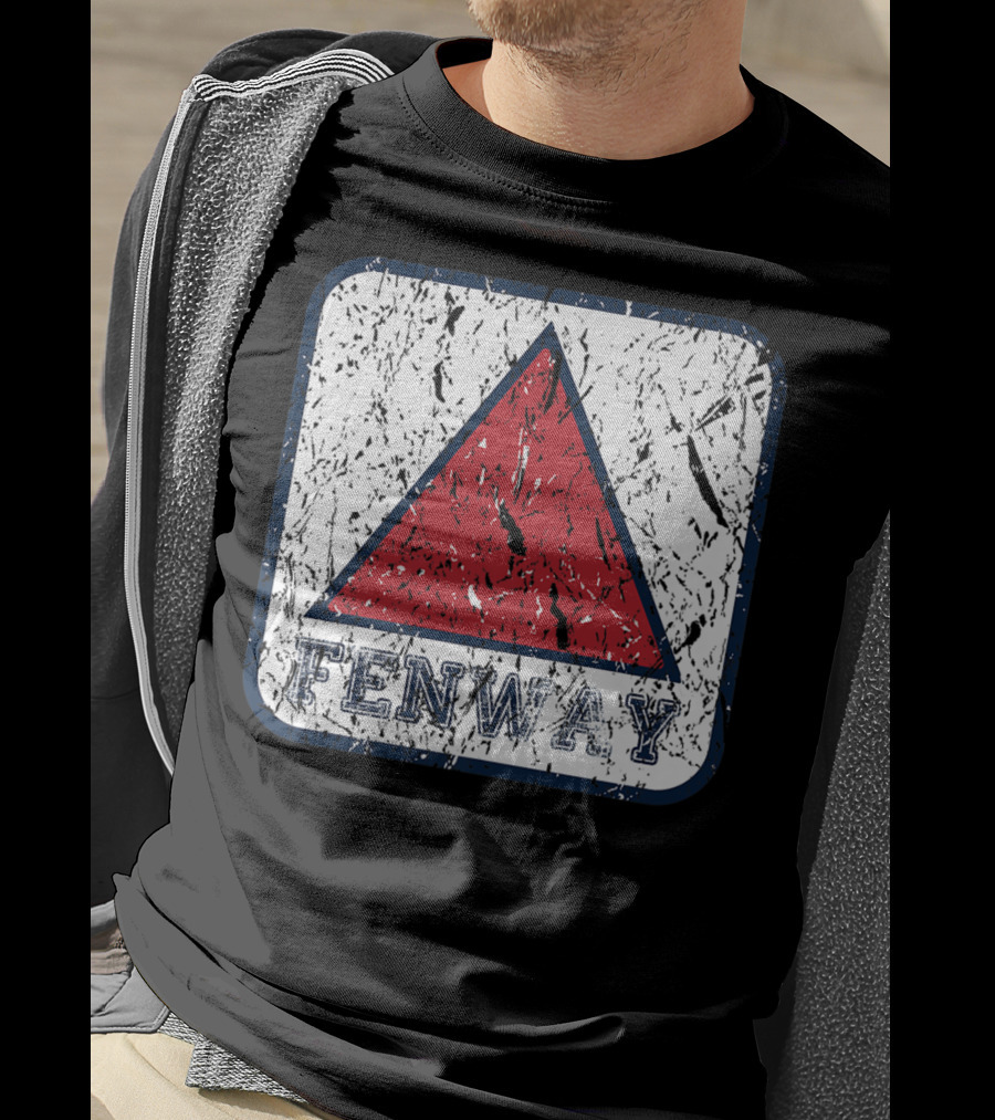 Fan Of Fenway Boston Distressed Baseball Sign Triangle T-Shirt
