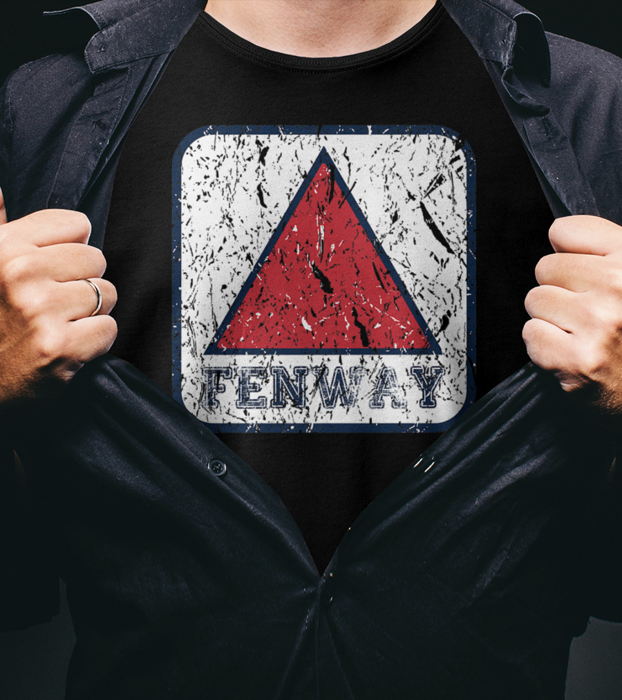 Fan Of Fenway Boston Distressed Baseball Sign Triangle T-Shirt