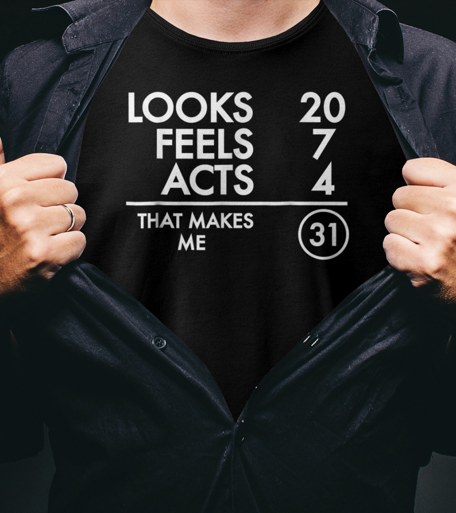 Looks 20 Feels 7 Acts 4 That Makes Me 31 Funny Turning 31 Years Old Born In 1987 T-Shirt