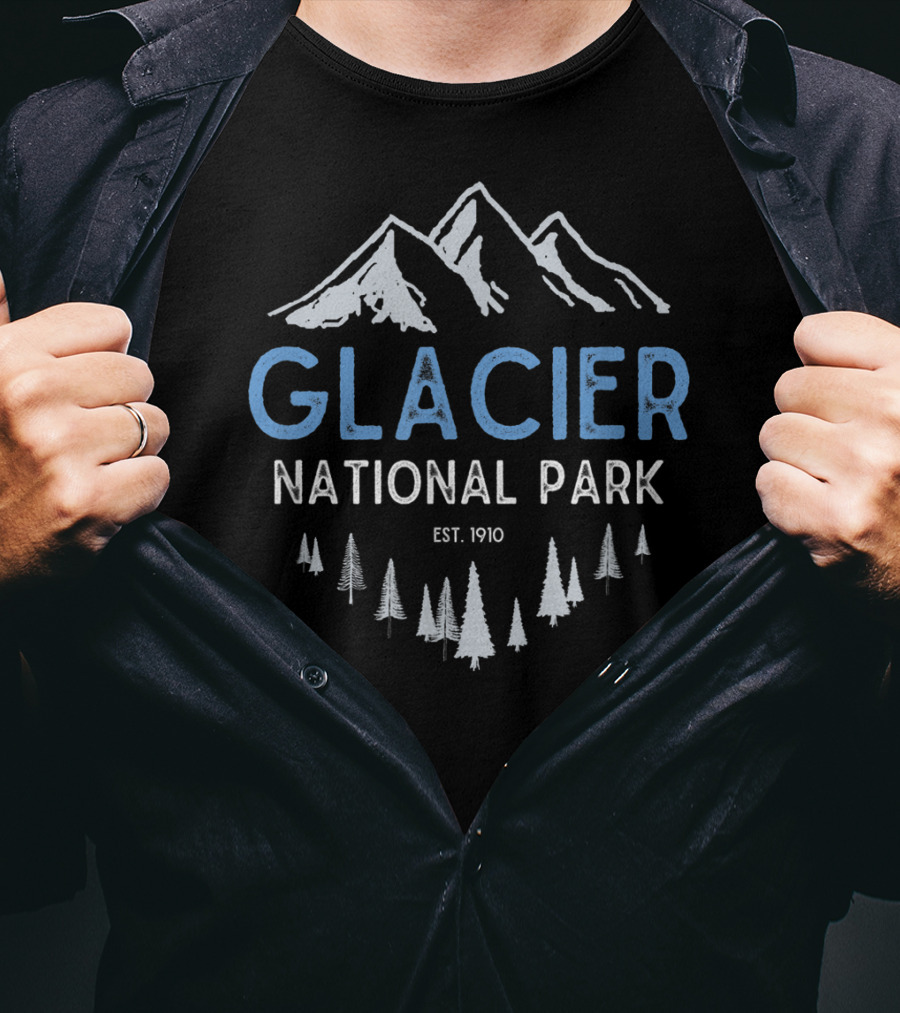 Glacier National Park Est. 1910 Mountain And Forest Scene T-Shirt