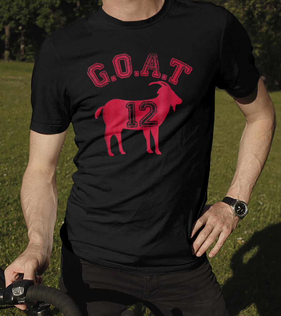 G.O.A.T 12 Greatest All Time Distressed New England Football T-Shirt