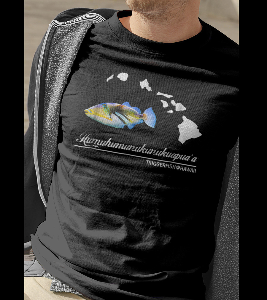Humuhumunukunukuapua'a Triggerfish Hawaii Map T-Shirt