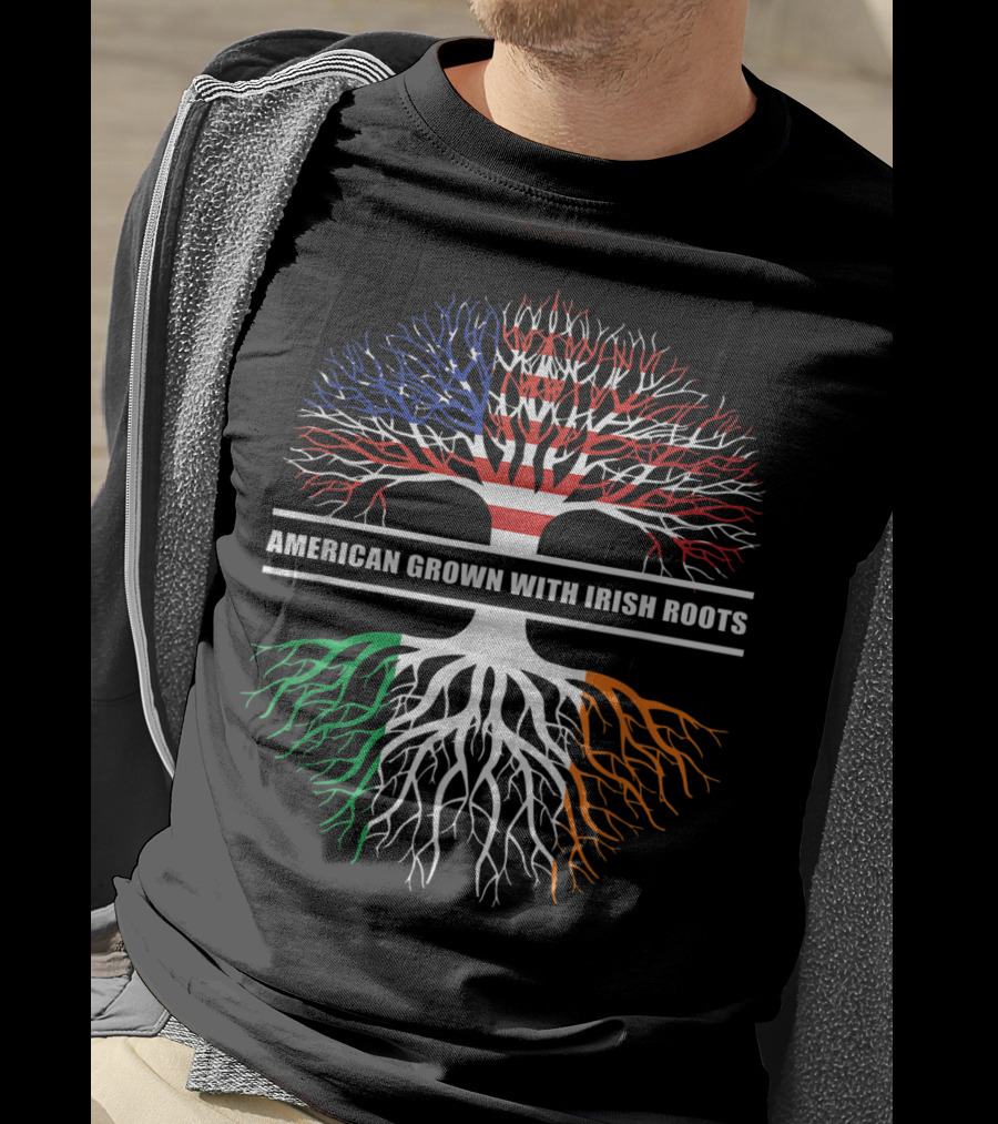 American Grown With Irish Roots Flag Holiday Irish T-Shirt