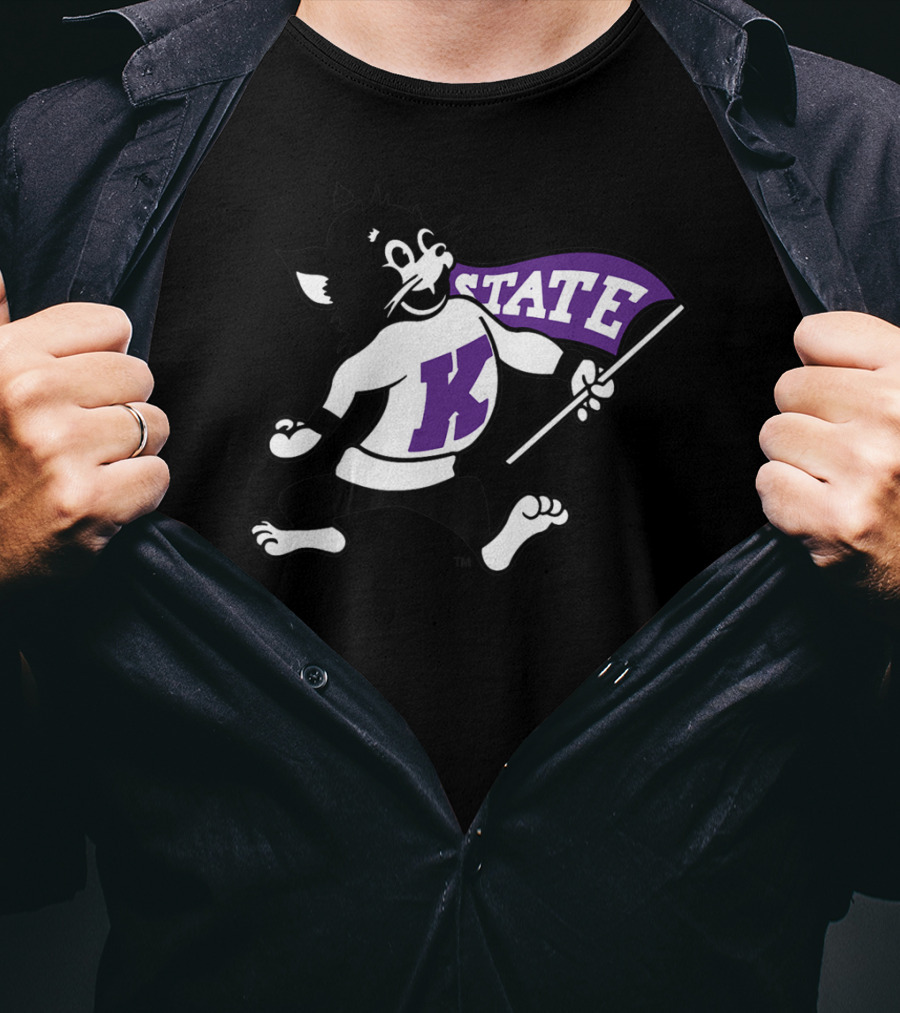 K State Wildcats NCAA State Mascot Flag T-Shirt