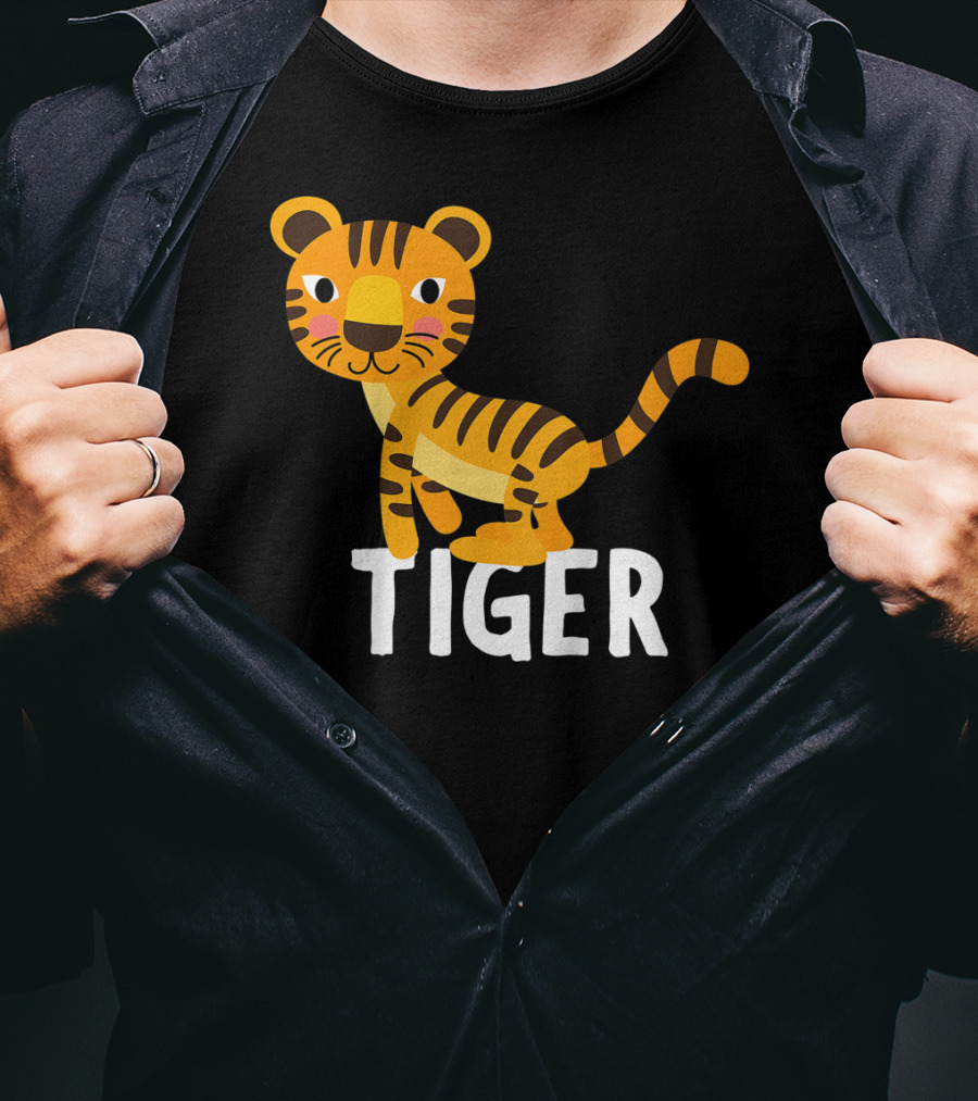 Tiger Cartoon Illustration For Kids And Girls T-Shirt