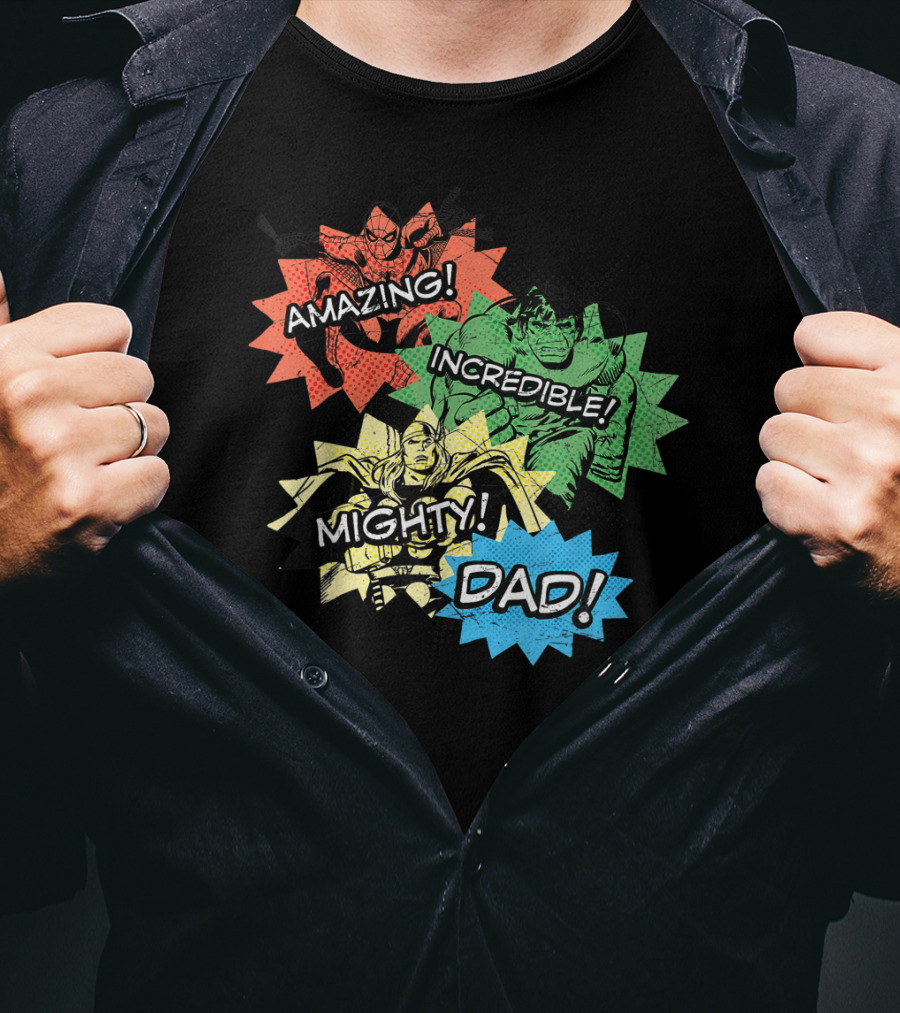 Amazing Incredible Mighty Dad Marvel Super Hero T-Shirt