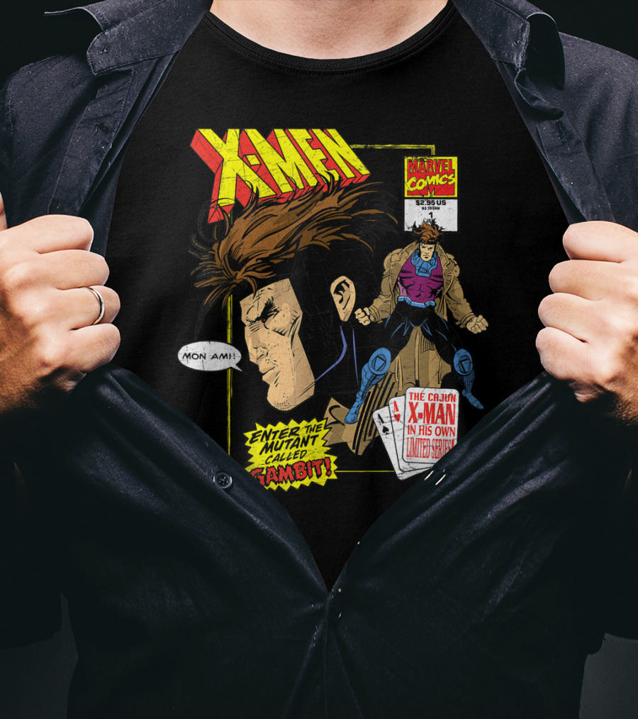 Marvel X-Men Comics Enter The Mutant Gambit Cajun Remy LeBeau Mon Ami T-Shirt