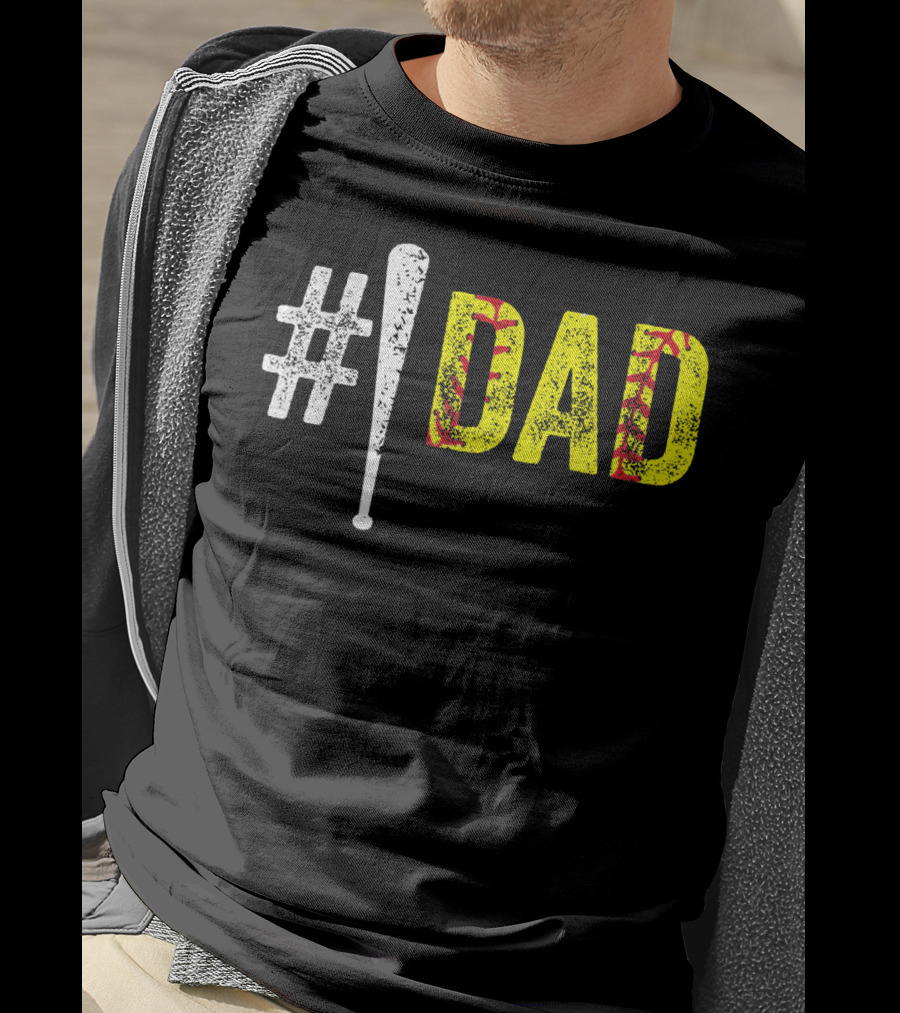 1 Dad Number One Softball Fan Dad T-Shirt
