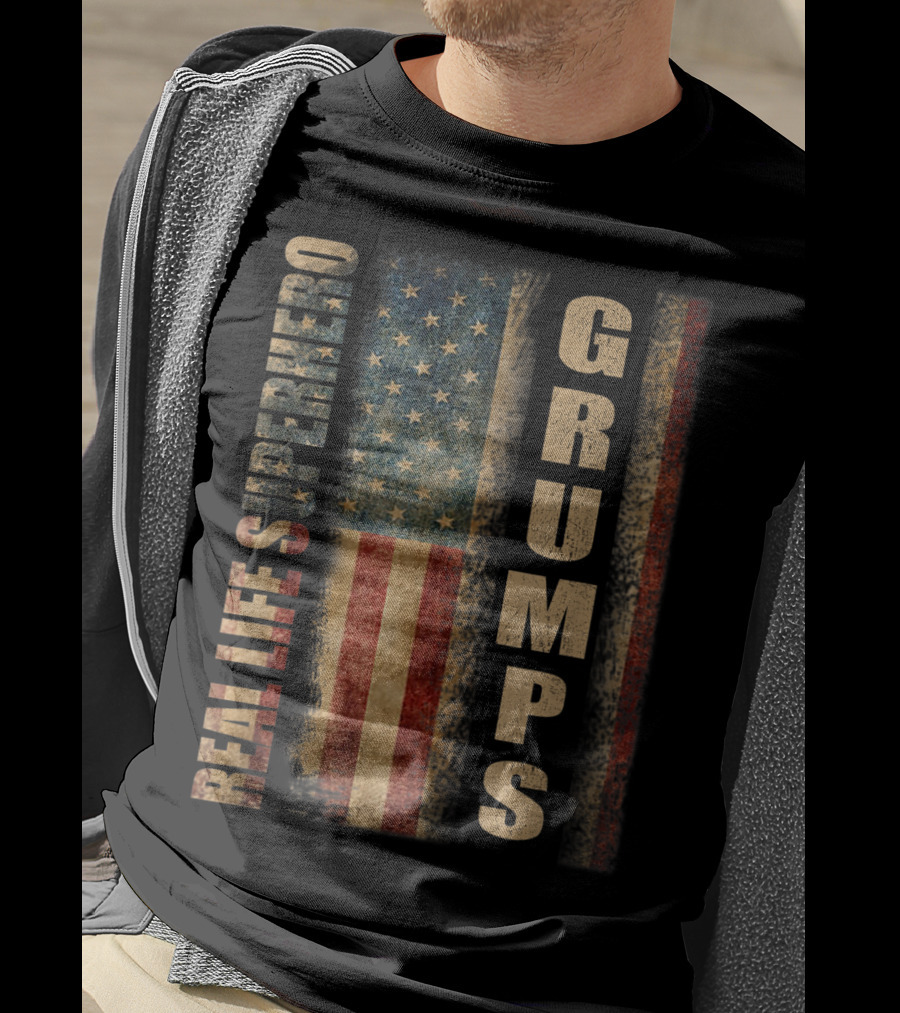 Real Life Superhero Grumps America Flag Mens T-Shirt