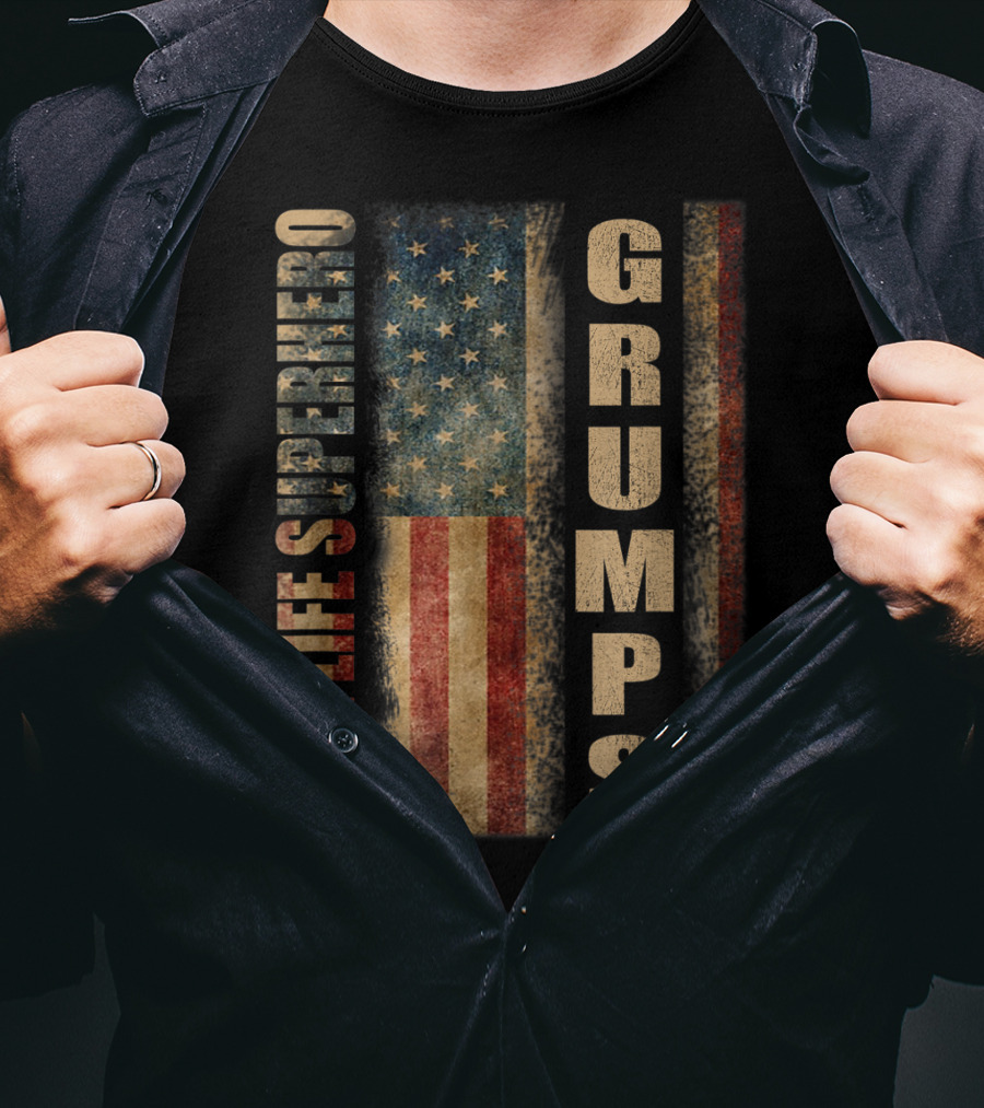 Real Life Superhero Grumps America Flag Mens T-Shirt