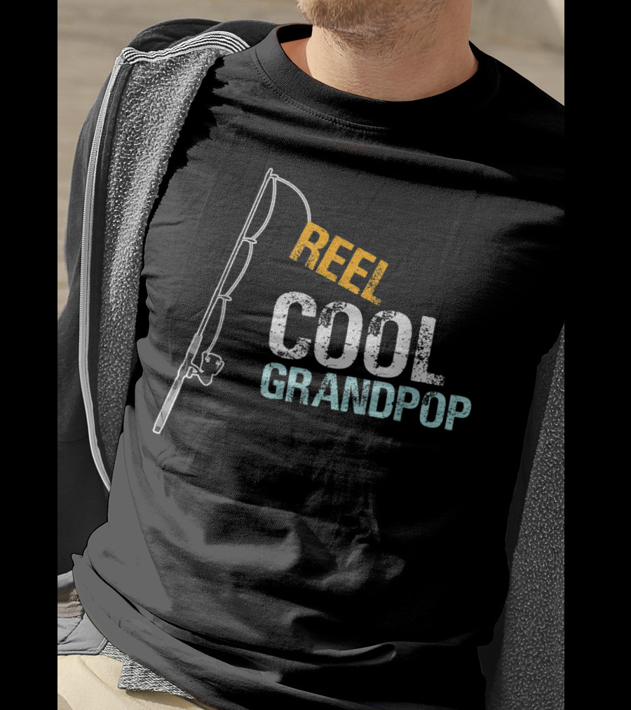 Reel Cool Grandpop Fishing Rod Design From Granddaughter T-Shirt