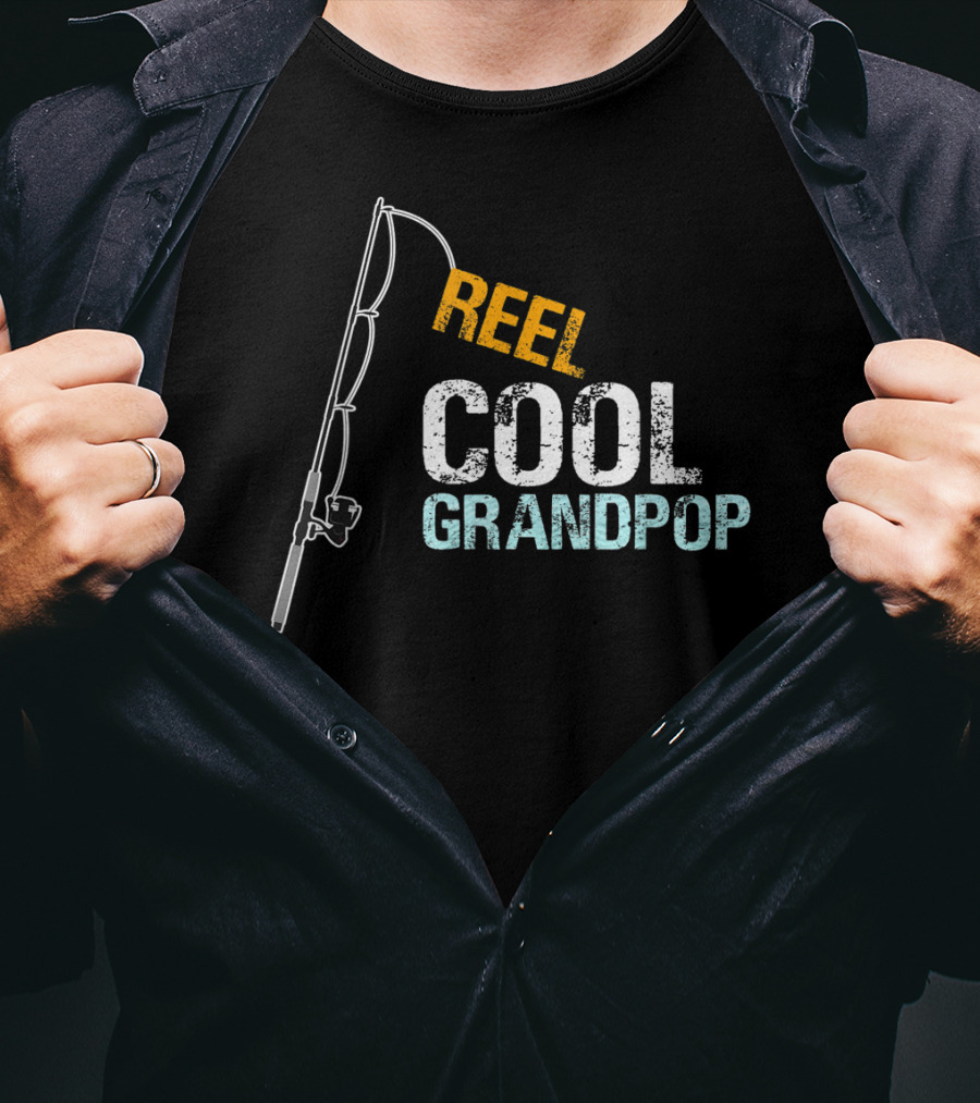 Reel Cool Grandpop Fishing Rod Design From Granddaughter T-Shirt