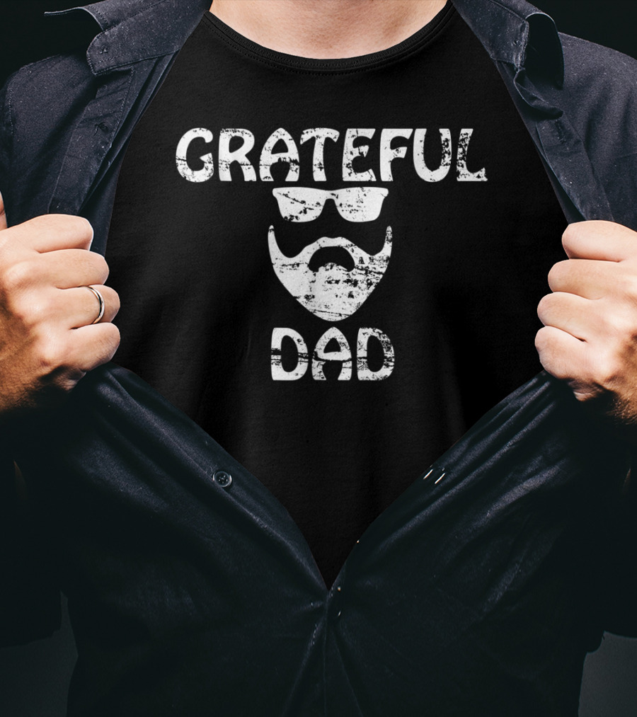 Grateful Dad Distressed Beard And Sunglasses T-Shirt