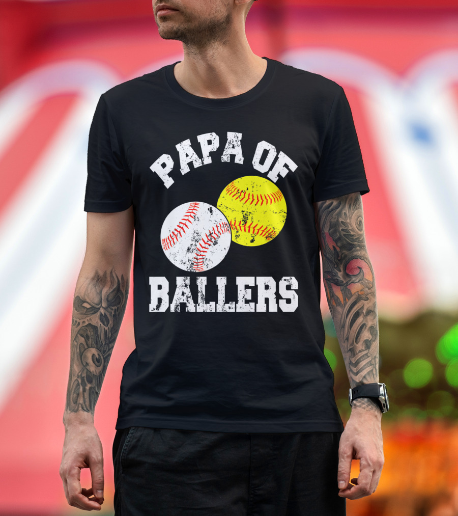 Papa of Ballers Baseball Softball T-Shirt