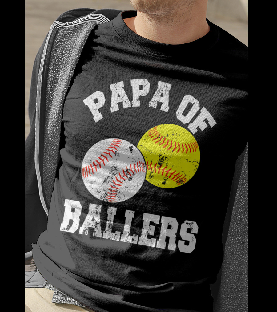 Papa Of Ballers Baseball Softball T-Shirt