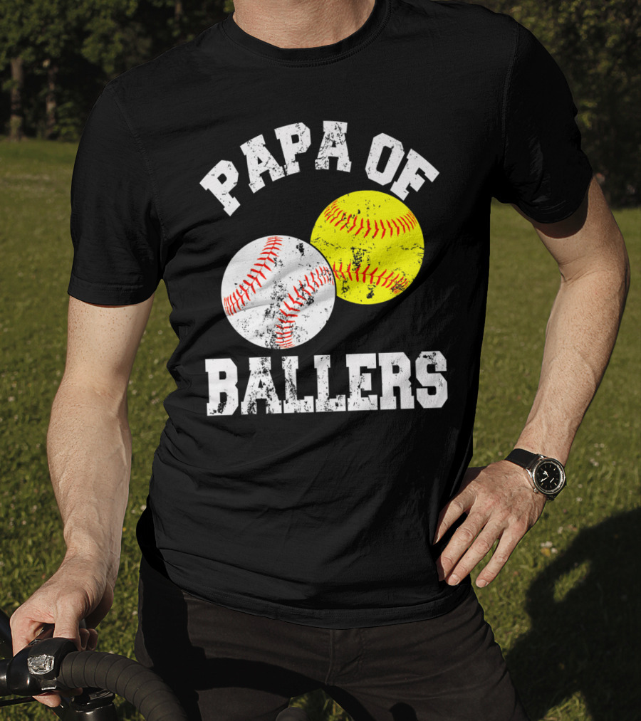Papa Of Ballers Baseball Softball T-Shirt